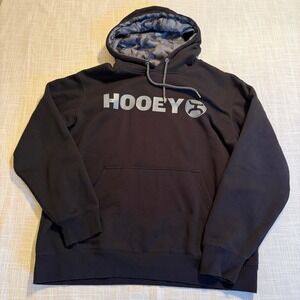 Hooey Mens Pullover Hoodie Black Graphic Logo Sweatshirt XL